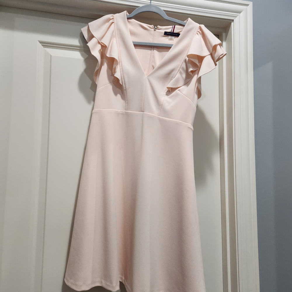 Tommy Hilfiger Light Pink Mini Dress with Ruffle Sleeves